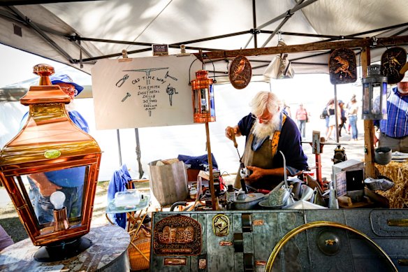 The Lost Trades Fair at Kyneton Racecourse.Tinsmith John Yard.