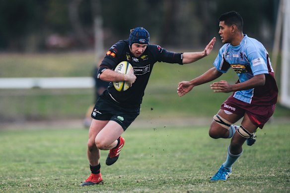 John I Dent Cup rugby union: Wests v Gungahlin. Gungahlin's Mac Hansen