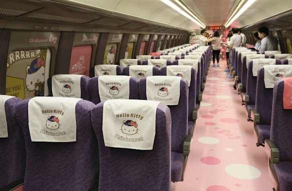 Hello Kitty bullet train photos, Japan: JR West launches pink, cartoon ...