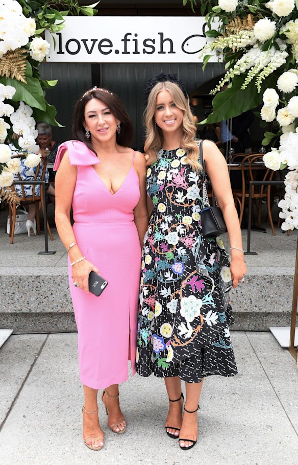 Tracey Casamento and Beccy Cambridge at the Love.Fish Melbourne Cup lunch in Barangaroo.