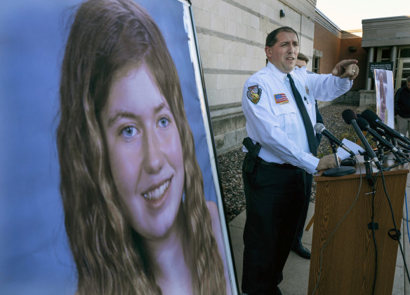 Barron County Sheriff speaks during a news conference about 13-year-old Jayme Closs.
