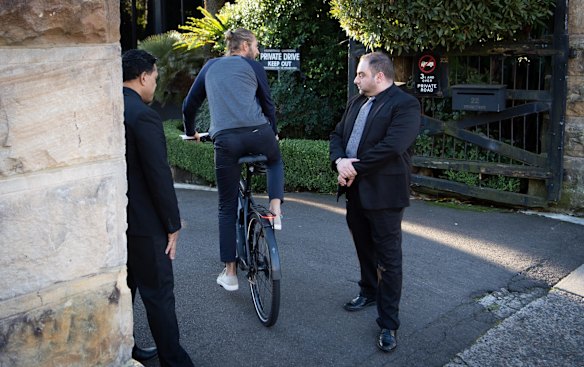 Justin Hemmes arrives at an expensive Liberal Party fundraiser at his Vaucluse property.