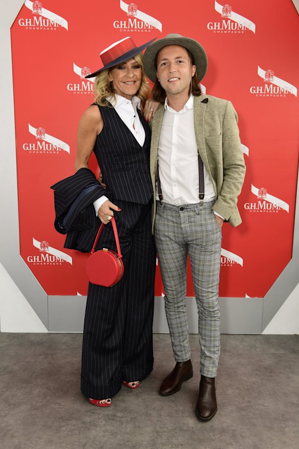 Jo Hall (left) at the Mumm marquee in the Birdcage Oaks Day 2018