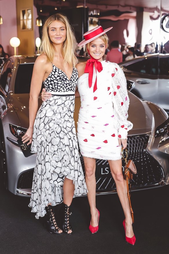 Nadia Fairfax (right) in the Lexus Design Pavilion at the Birdcage.