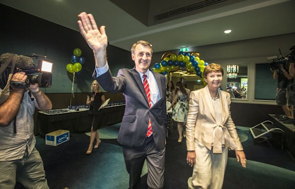 Lord Mayor Graham Quirk is greeted by LNP faithful as he claims victory in the Brisbane City Council election.