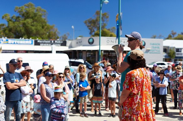 Protestors rally against a proposed 24-hour Puma petrol station in Dunsborough.
