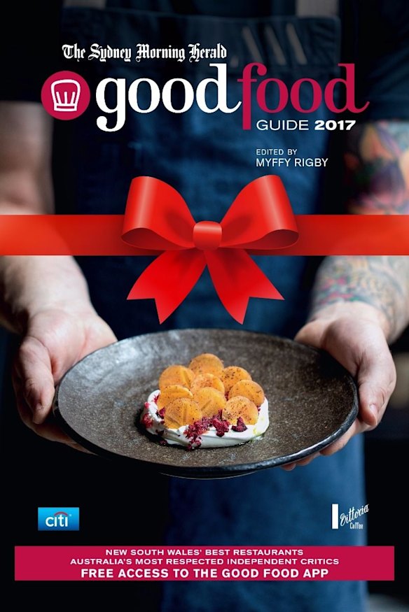 The Sydney Morning Herald 2017 Good Food Guide, $14.99 from The Store,  
<a href="https://www.thestore.com.au/the-good-food-guide-sydney-book-and-app-christmas-offer-1" target="_blank">thestore.com.au</a>.