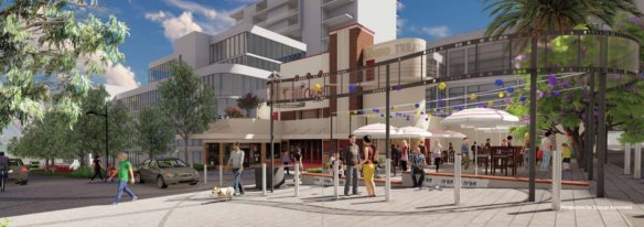 Artist's impression of Cygnet Square, with the heritage-listed cinema at its centre. 