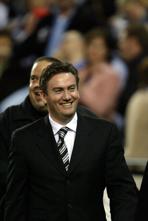 President Eddie McGuire with fans after Collingwood beats St Kilda at the Telstra Dome in May 2003. 

