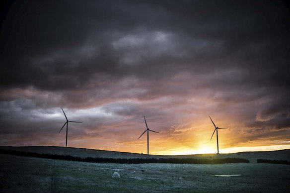 Looking west over towards some of the Lake George wind turbines