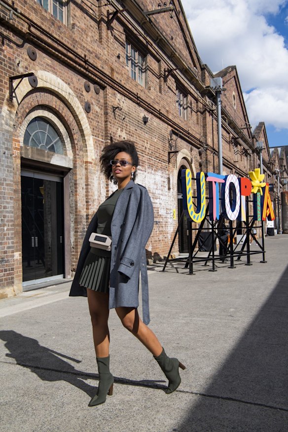 Aicha Robertson wearing Dion Lee dress.