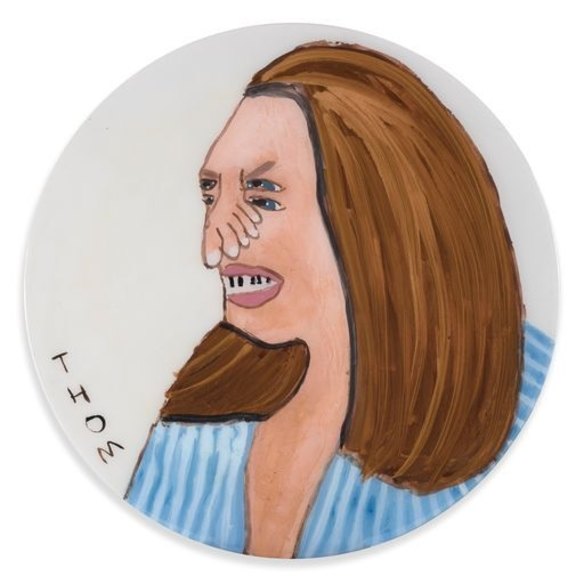 Archibald Prize 2022 finalist, 'In the mirror, gouache' by Thom Roberts Rachey. Acrylic and resin on ceramic. Sitter: Shelley Simpson.