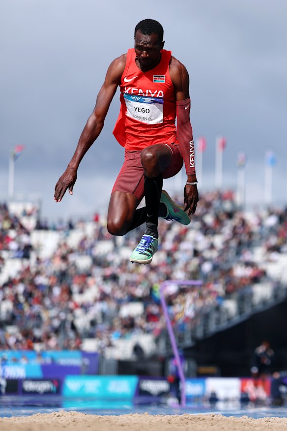 Isaac Kirwa Yego of Team Kenya competes in men’s triple jump final.
