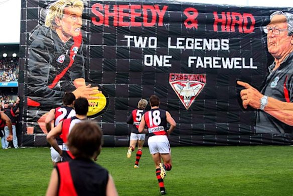 Essendon's James Hird heads out for his last game, September 1 2007. 
