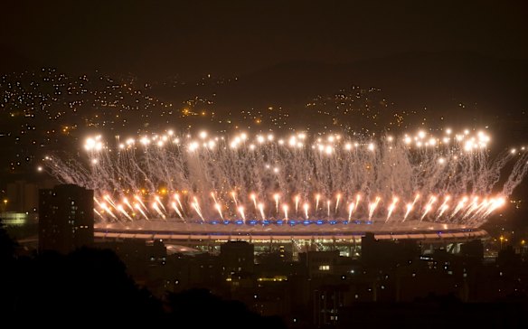 Fireworks explode over Maracana stadium during the closing ceremony of the 2016 Summer Olympic Games.