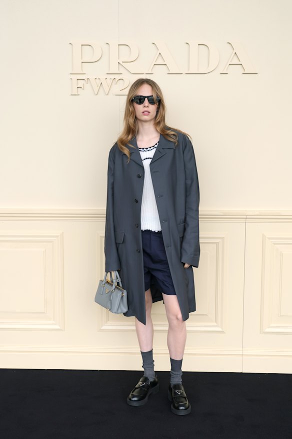 Maya Hawke at the Prada menswear show.