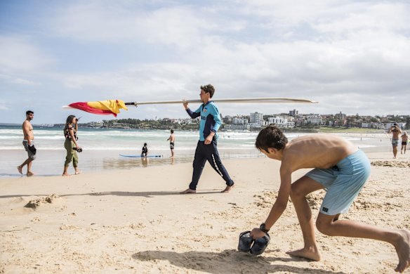 The flags coming down at Bondi beach. Waverley Council also temporarily shut down nearby Tamarama and Bronte beaches.