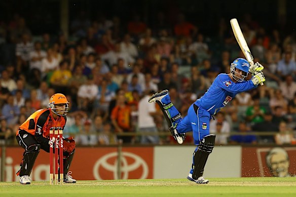   Phillip Hughes of the Strikers bats during the Big Bash League match between the Perth Scorchers and Adelaide Strikers at WACA