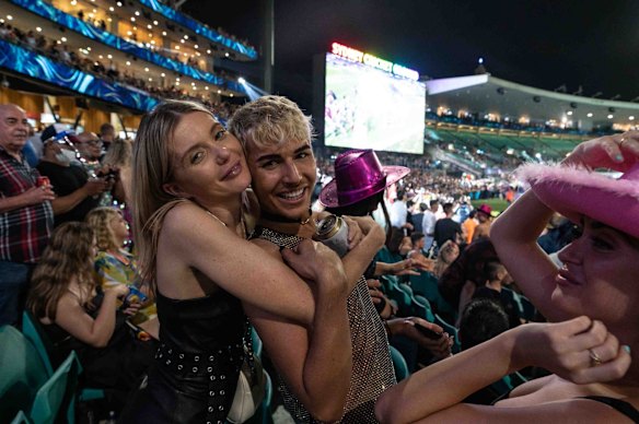 Participants march in the annual Gay and Lesbian Mardi Gras parade at the Sydney Cricket ground in Sydney.