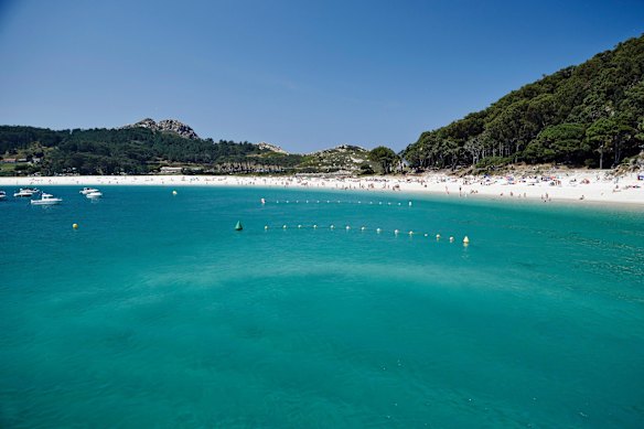 Rodas beach, Cies Islands, Spain: Just off Spain's northwest coast, near the famed Rias Baixas of Galicia, lies the stunningly beautiful Cies Islands, which abound with white-sand beaches and nature areas. This is true island paradise: no cars, no bikes, no hotels, and only a couple of modest restaurants to serve the 2200 daily visitors. The most famous of the islands' beaches is called Rodas, which is pretty enough, though does get crowded in summer. For a more secluded experience, check out Cantareira, Margaridas, or the clothing-optional Figueiras.