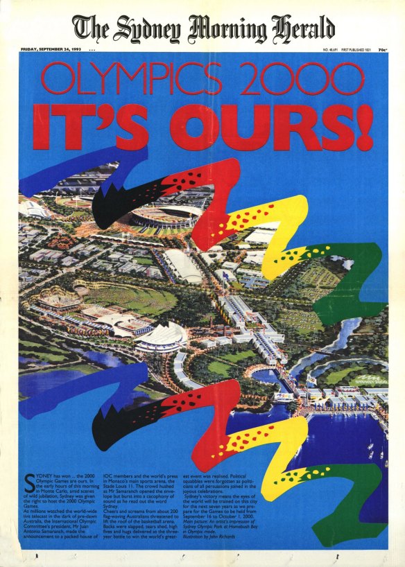 The front page of The Sydney Morning Herald from September 24, 1993. 