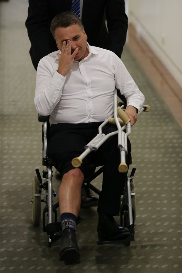 An injured Jamie Briggs after Tony Abbott’s toppling in 2015.