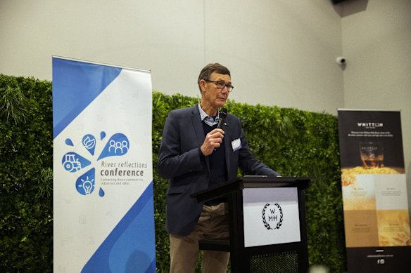 Air Chief Marshal Sir Angus Houston AK, AFC (Ret'd), Chair of the Murray- Darling Basin Authority speaks at the River reflections dinner.