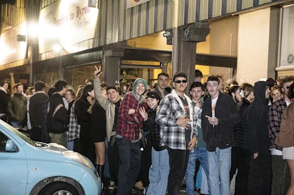 People waited in long queues outside Woodys Surf Shack.