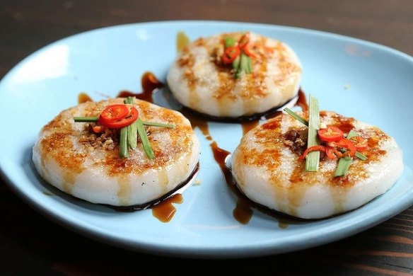 Garlic chive dumplings at Magic Mountain Saloon.