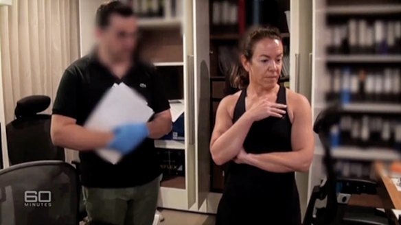 60 minutes frame grab showing Melissa Caddick (from the AFP raid). Credit 60 Minutes