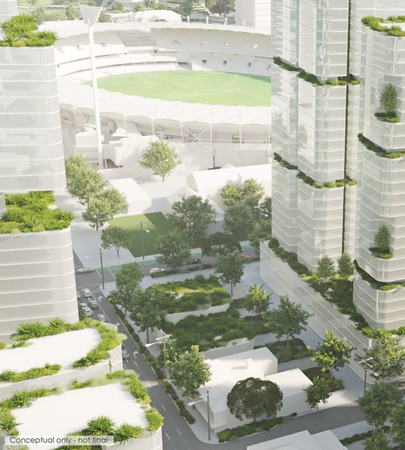 An indicative render of the proposed Woolloongabba priority development area.