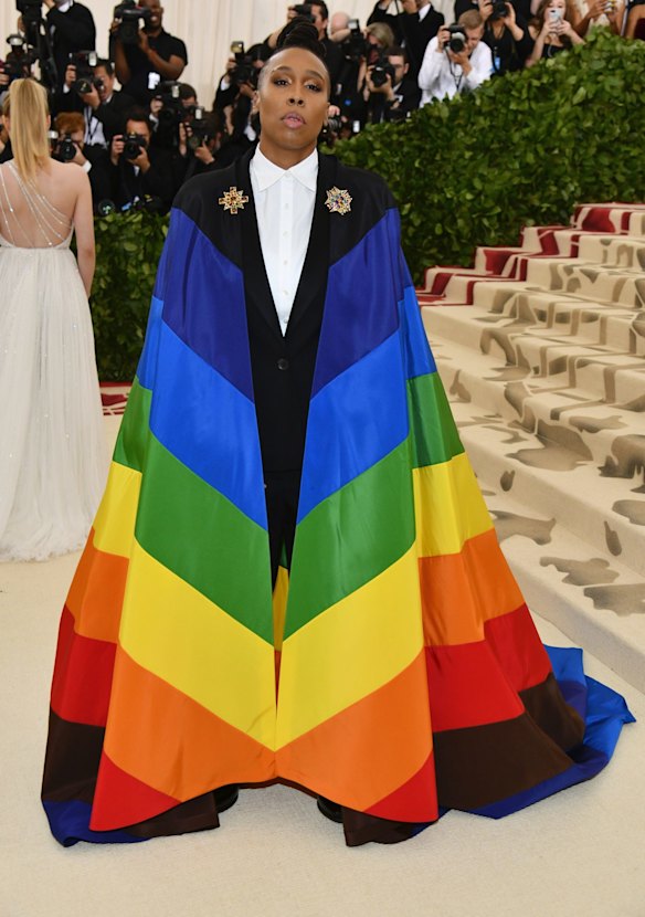 Lena Waithe attends The Metropolitan Museum of Art's Costume Institute benefit gala celebrating the opening of the Heavenly Bodies: Fashion and the Catholic Imagination exhibition on Monday, May 7, 2018, in New York. 
