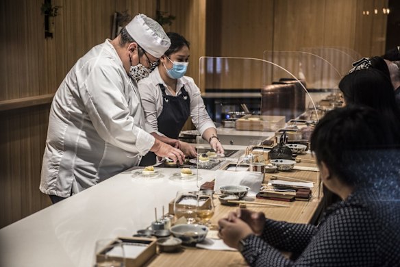 Restaurants in a newer area of Chinatown, Sydney.