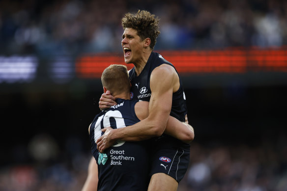Get on board: Charlie Curnow and the Blues think it's time for a breakthrough in September.
