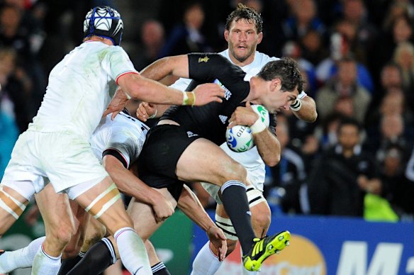 Stephen Donald is tackled.