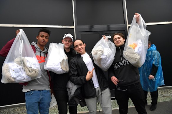 Shoppers queuing up for the Pablo by Kanye West pop up store in Fitzroy.