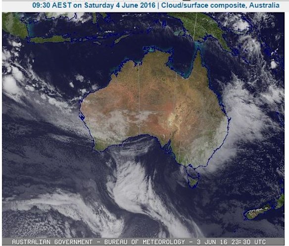 Satellite picture showing the massive low pressure system over the south eastern coast of Australia.