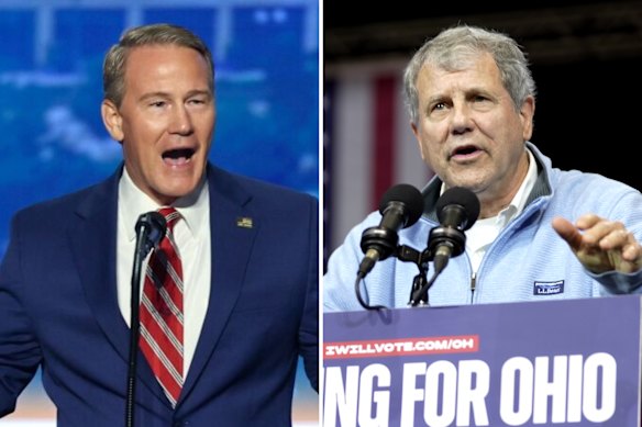 Republican incumbent Jon Husted (left) is facing off against Ohio Democratic candidate Sherrod Brown.