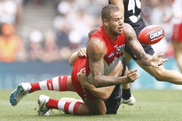 In the balance: Lance Franklin will need to get through Wednesday's training session unscathed to play in Sydney's annual Marn Grook game on Friday night.