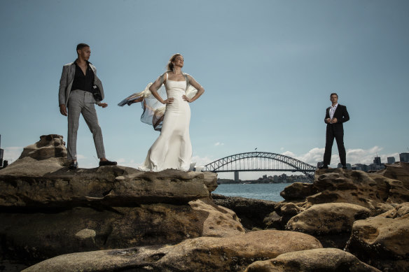 The Phantom of the Opera actor Callum Francis (left), pictured with two of his castmates, was stood down from the show in April after Opera Australia artistic director Lyndon Terracini allegedly made an offensive remark to him. (Terracini says Francis was stood down over concerns about his voice.)