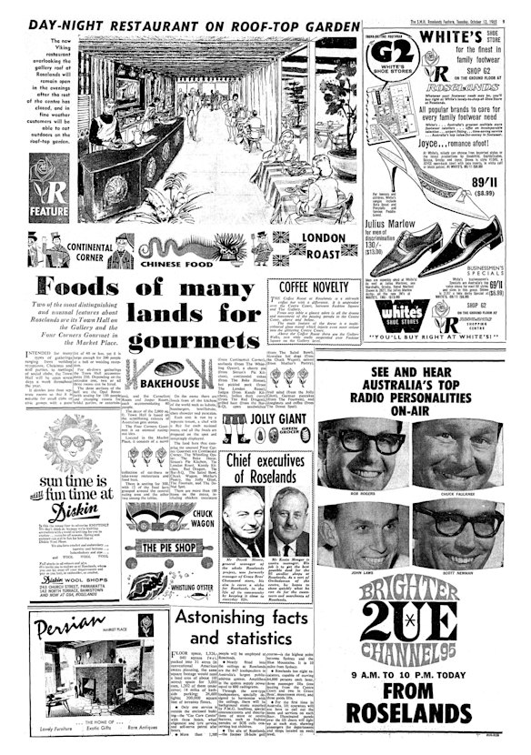 The Roselands supplement noted that the "Four Corners Gourmet", a 1965 take on today's food court, was "an unusual eating-out idea".