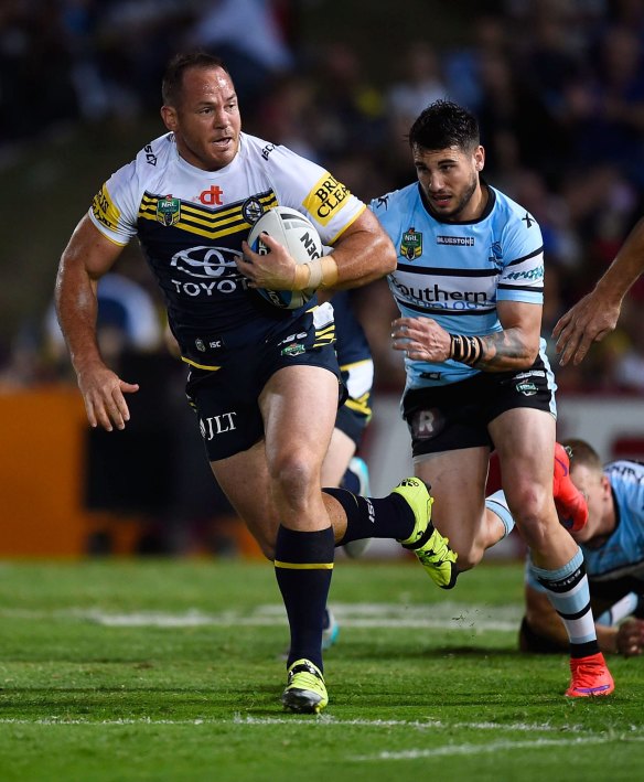 Inspirational: Matt Scott led the charge for the Cowboys against the Sharks.