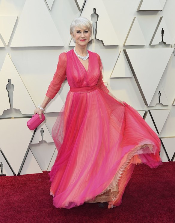 Helen Mirren arrives at the Oscars at the Dolby Theatre in Los Angeles. 