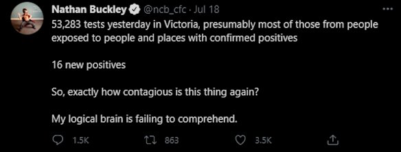 Former Collingwood coach Nathan Buckley question contagiousness of COVID-19.
