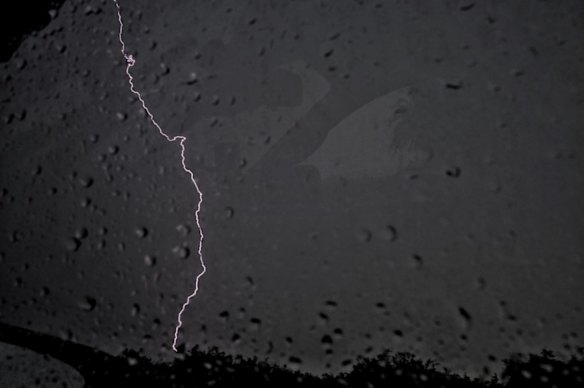 A lightning strike in Griffith on Saturday.