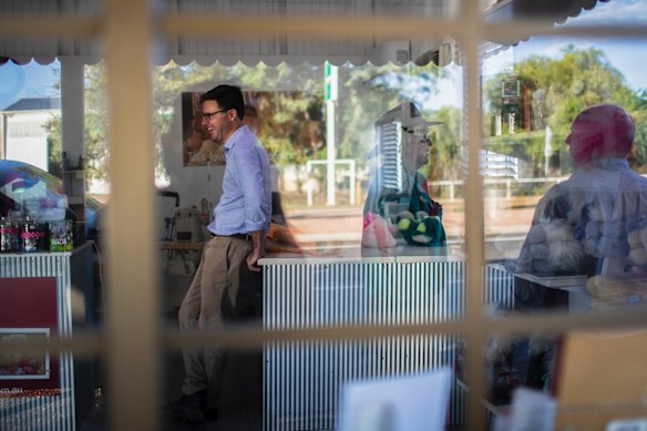 Minister for Agriculture and Water Resources David Littleproud visits the Tambo Teddies store in Tambo, Queensland.