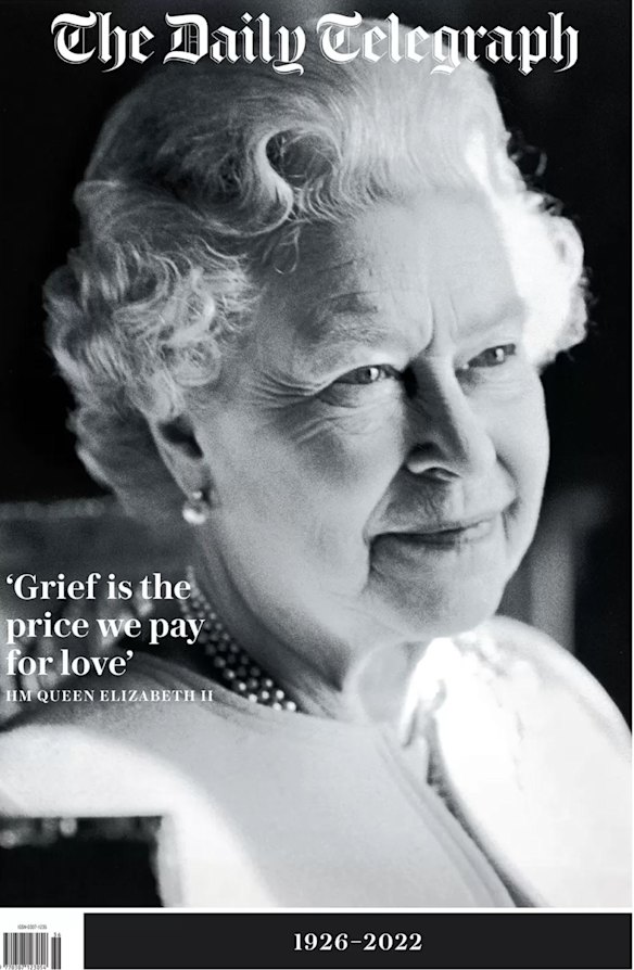 The Daily Telegraph: 'Grief is the price we pay for love'.