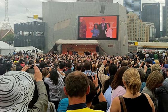 Alex Cummaudo took this fan's eye view of Oprah at Federation Square.