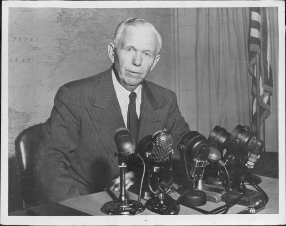 George C Marshall, the author of the plan to rebuild post-war Europe. Australian states and territories have borrowed more than the Marshall Plan through Covid.