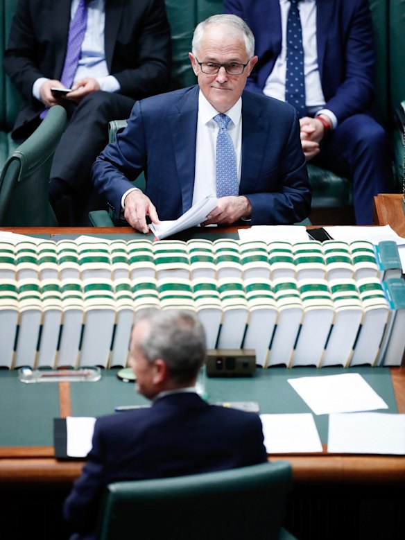Prime Minister Malcolm Turnbull and Opposition Leader Bill Shorten during Question Time at Parliament House in Canberra on Wednesday 25 October 2017.